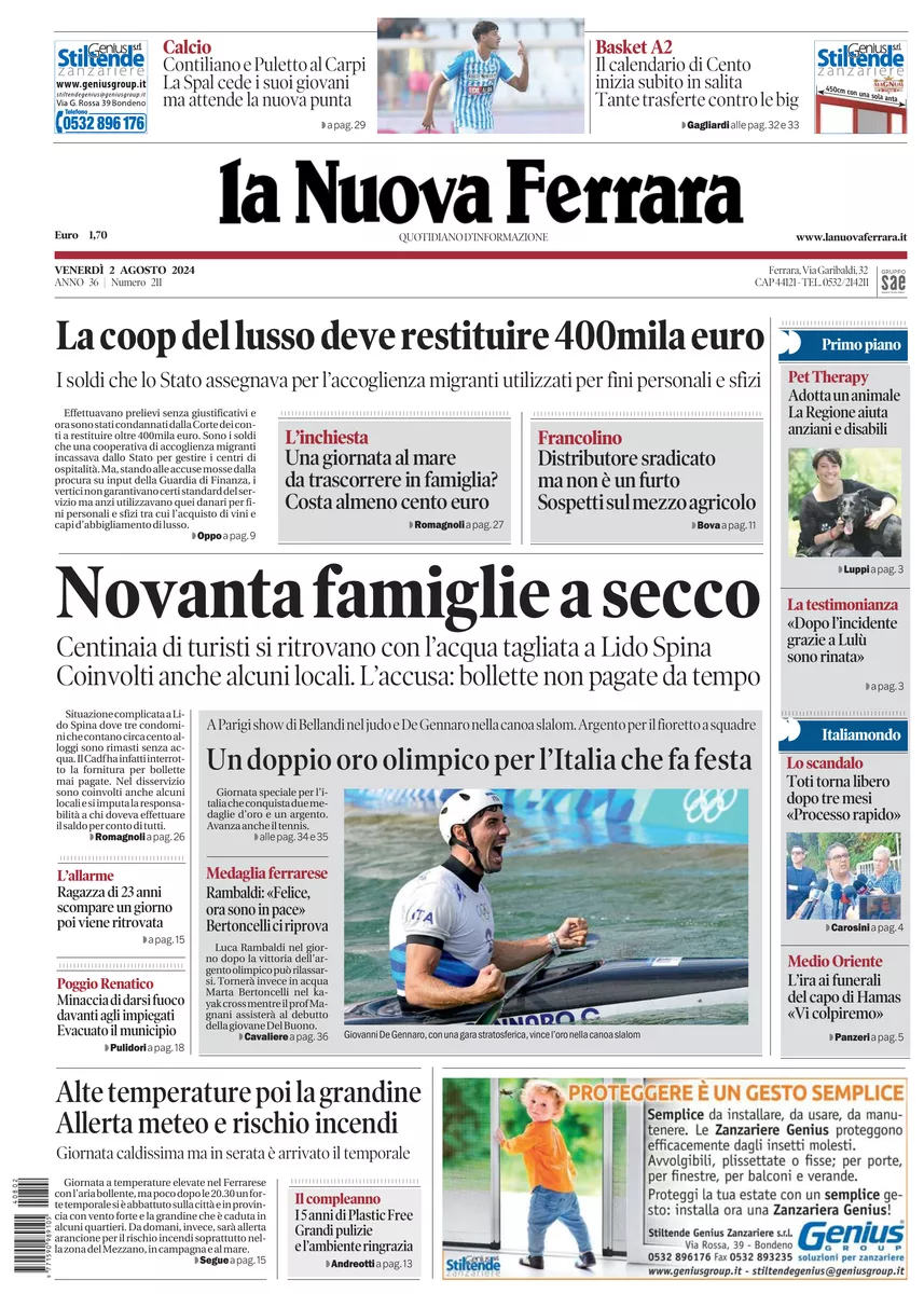 Prima-pagina-nuova ferrara-oggi-edizione-del-2024-08-02